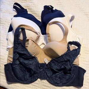 Cacique and Bali Women's Lace Bra Set - Navy, White, Tan